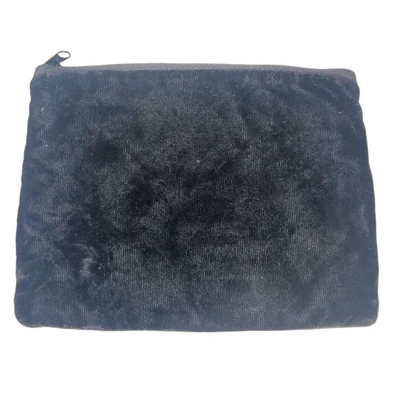 Vintage Velvet Embroidered Flowers Floral Clutch Make-Up Purse 5" x 6.5" - Picture 2 of 8